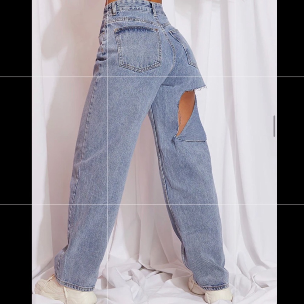 Vintage wash bum split baggy boyfriend jeans